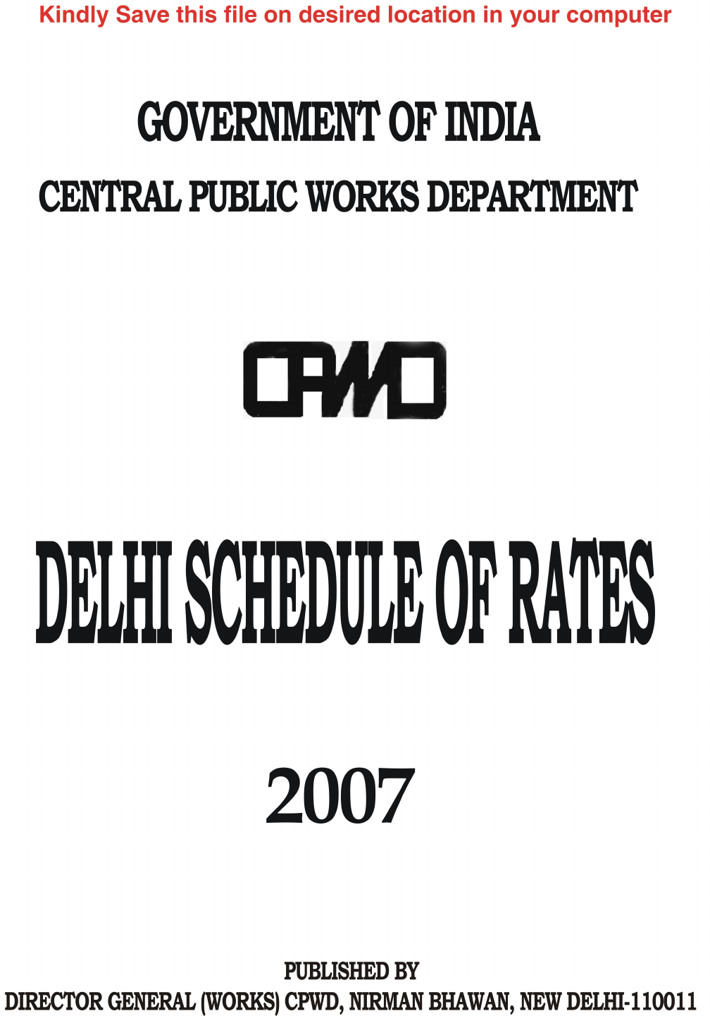 cpwd delhi schedule of rates 2012 pdf